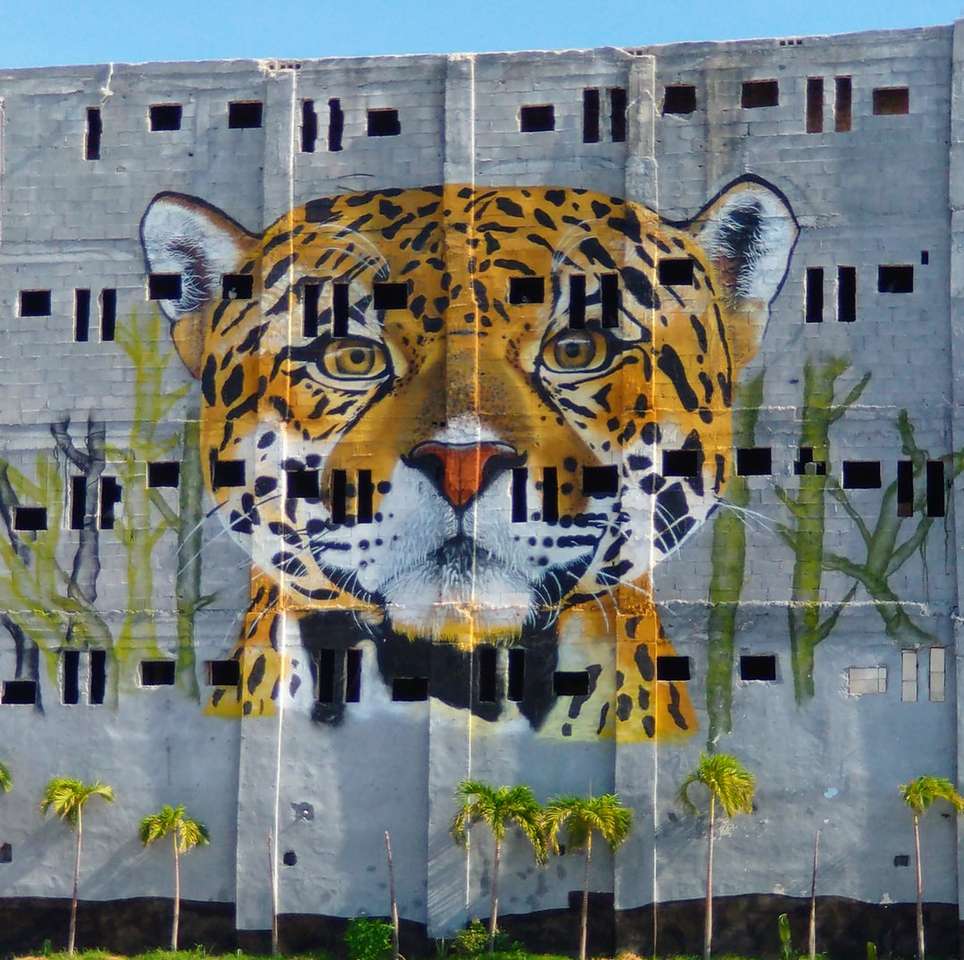 Graffiti de tigre marrom e preto puzzle online