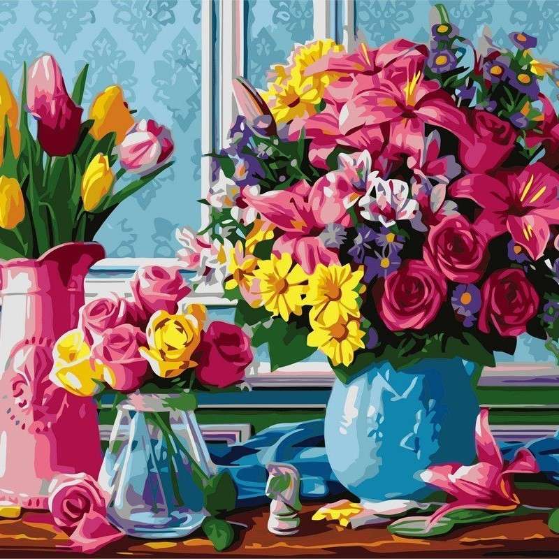 Malované květiny skládačky online