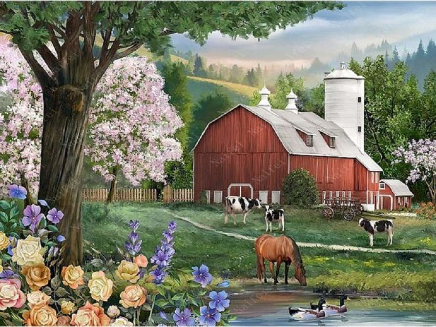 Våren på landsbygden. online pussel