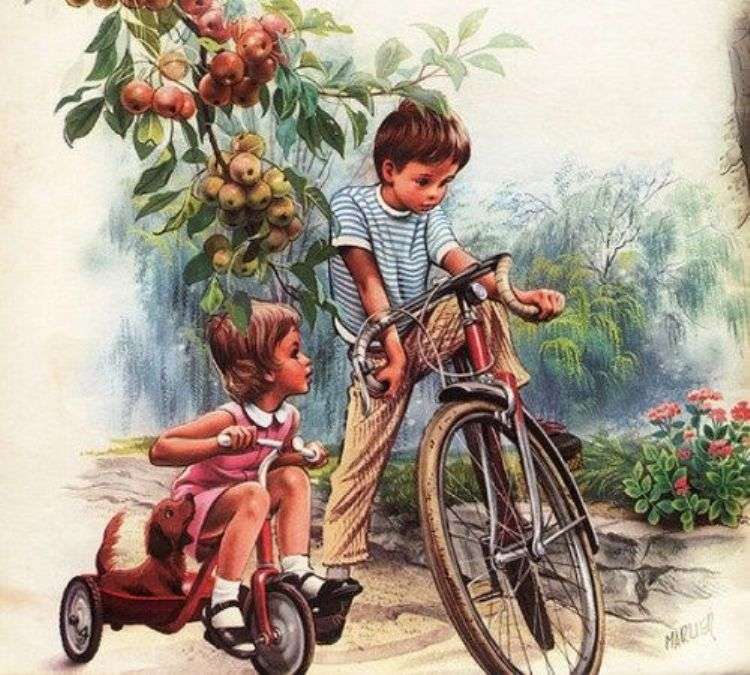 Kinder auf Bikes. Online-Puzzle
