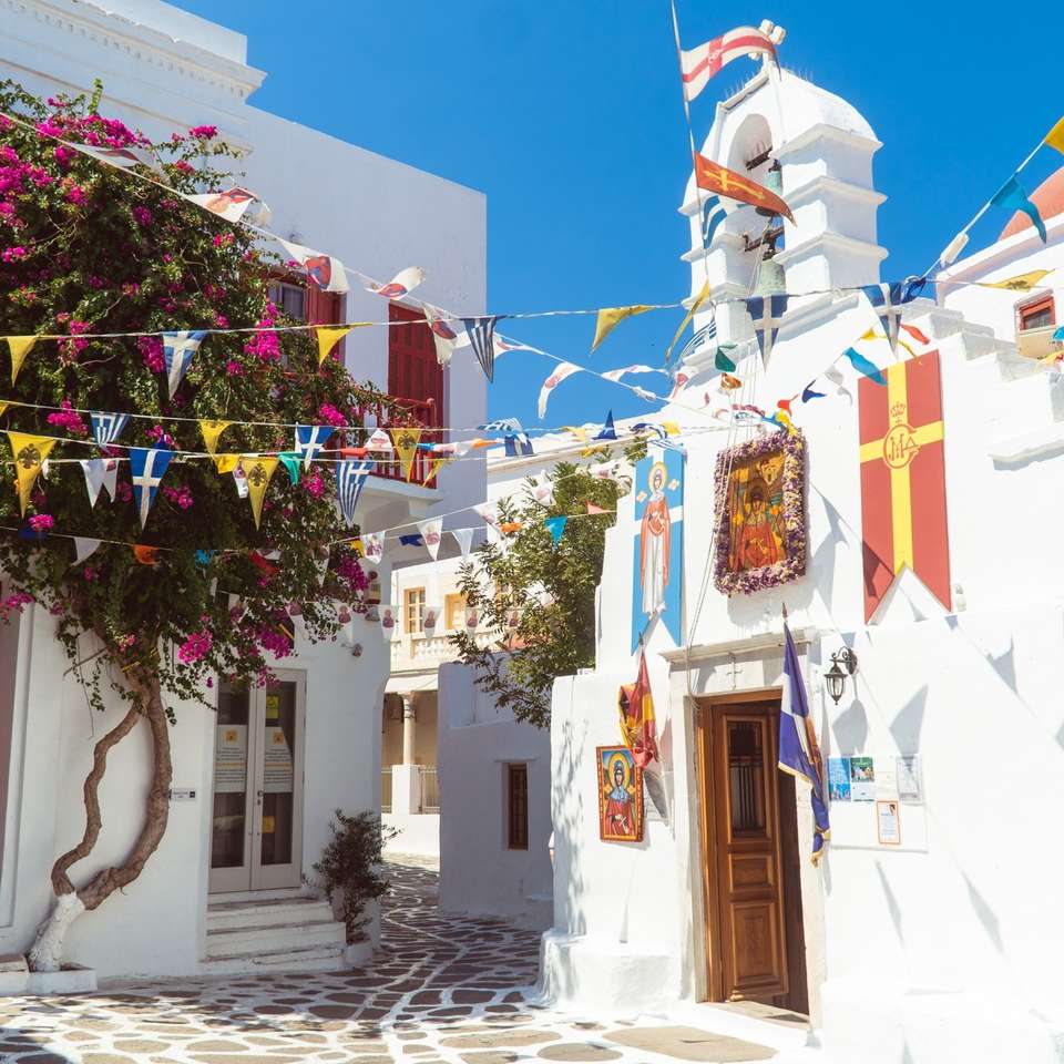 Clădiri albe de pe insula Mykonos puzzle online