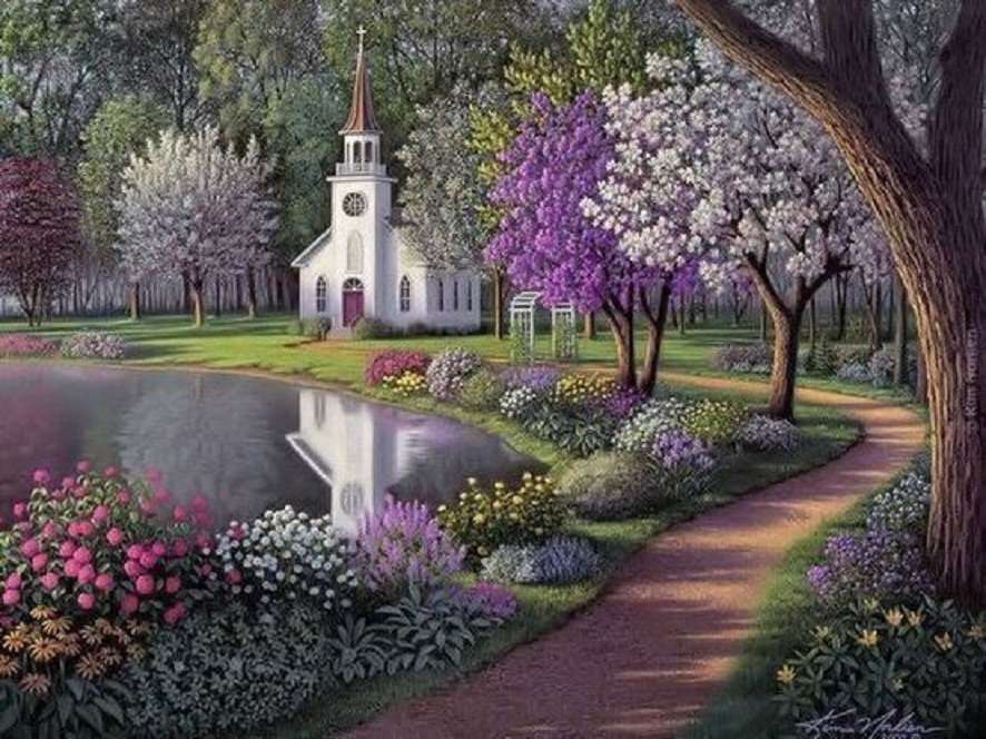 Landscape with a church. jigsaw puzzle online