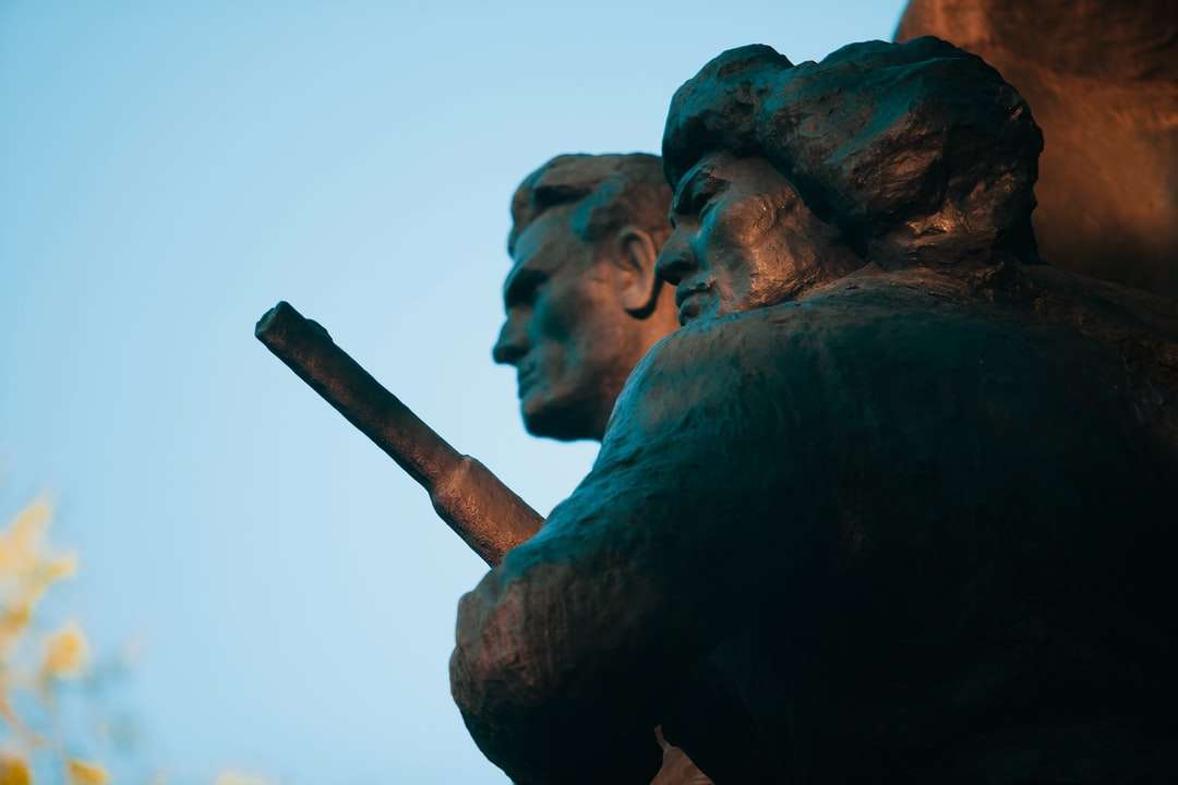 hombre sosteniendo una estatua de palo durante el día rompecabezas en línea