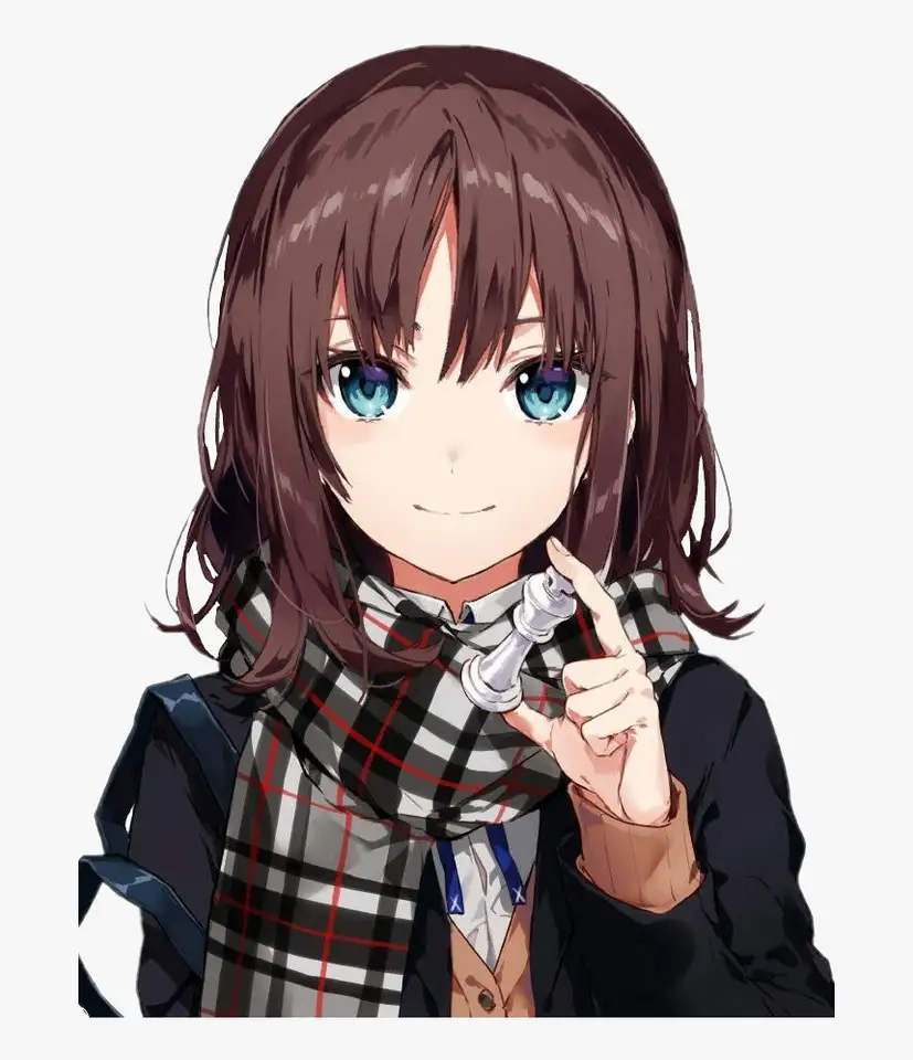 cute brown hair anime girl with blue eyes - Puzzle Factory