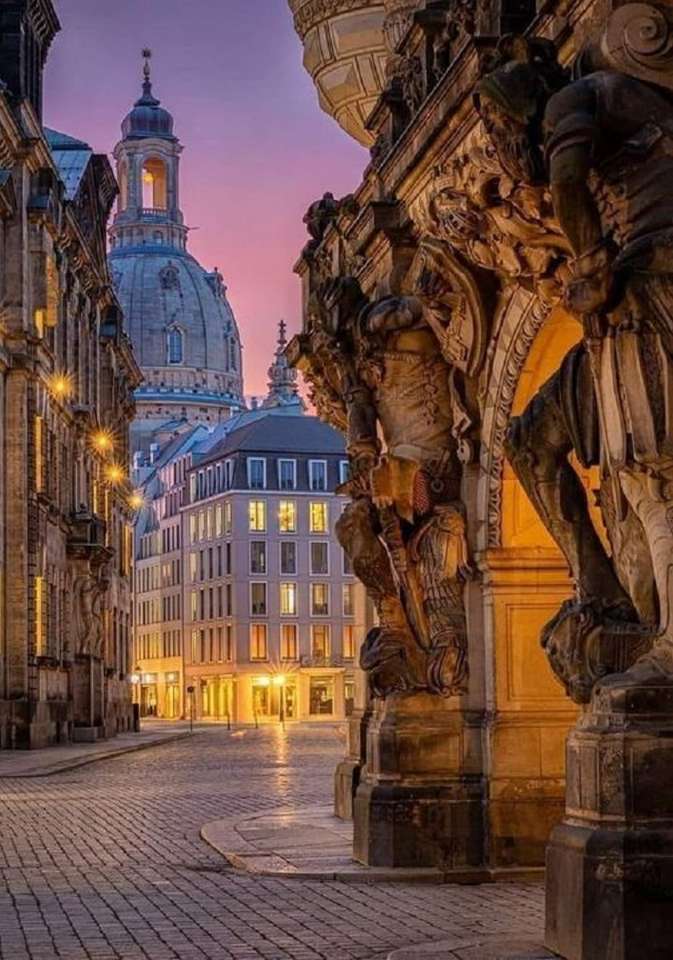 Дрезден през нощта. онлайн пъзел