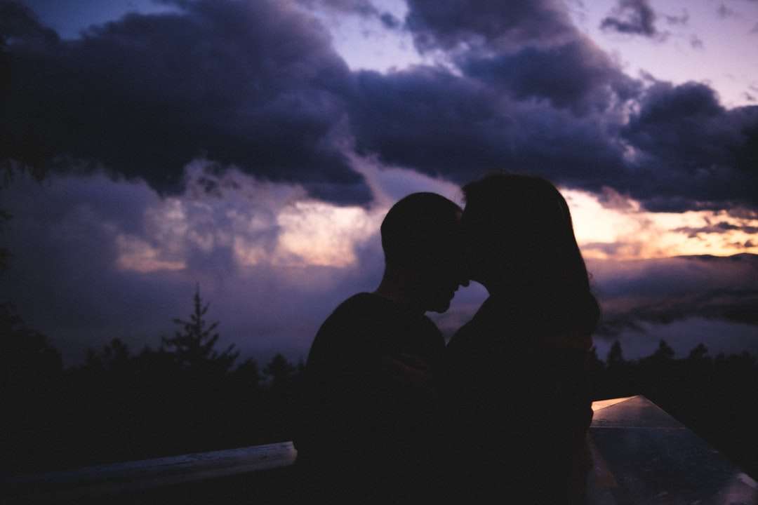 silhouette of man and woman kissing online puzzle