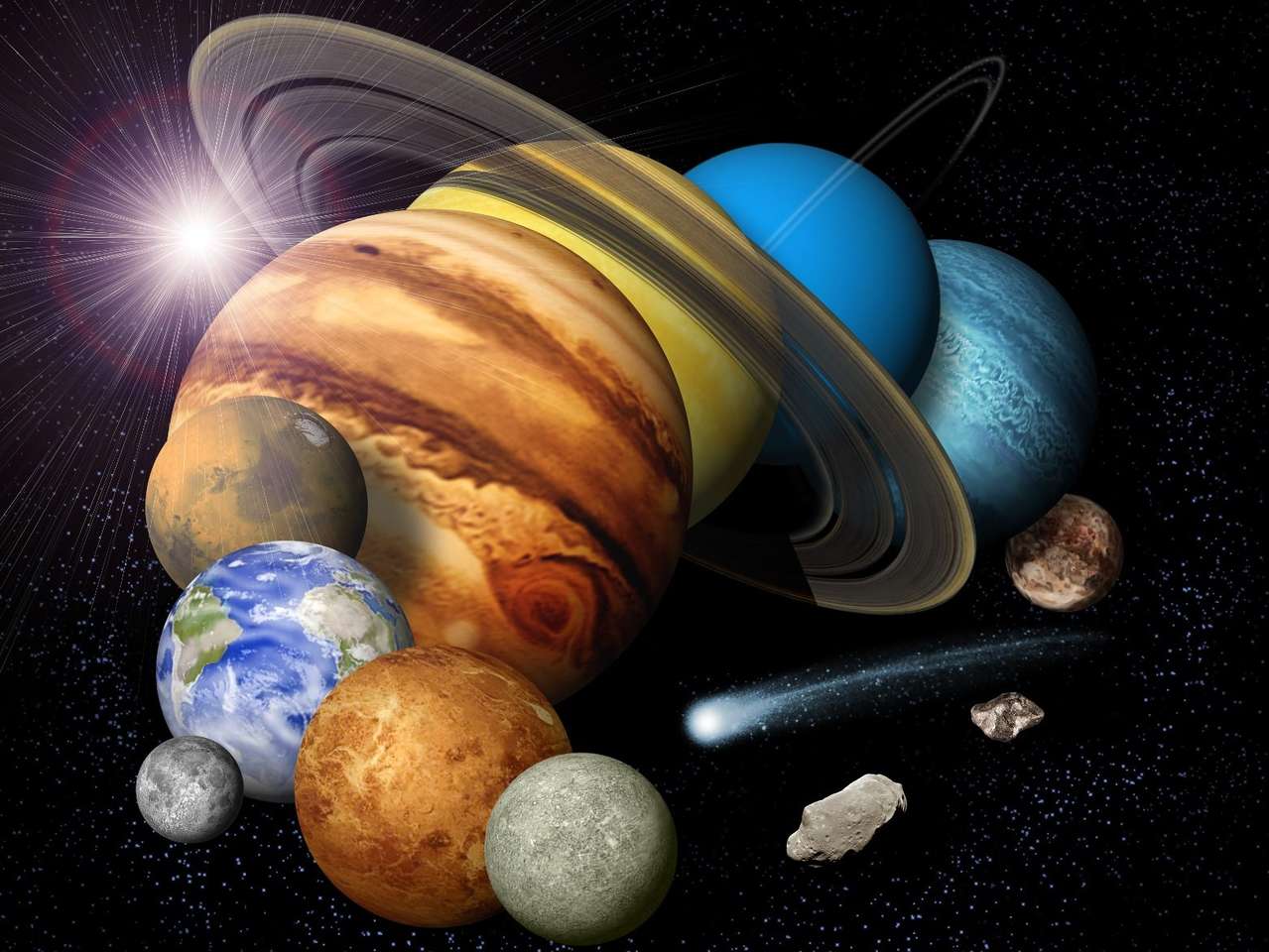 Los planetas en nuestro sistema solar. rompecabezas en línea