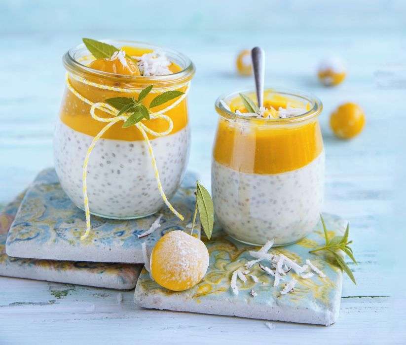Pudding med chia och mirabel mousse Pussel online