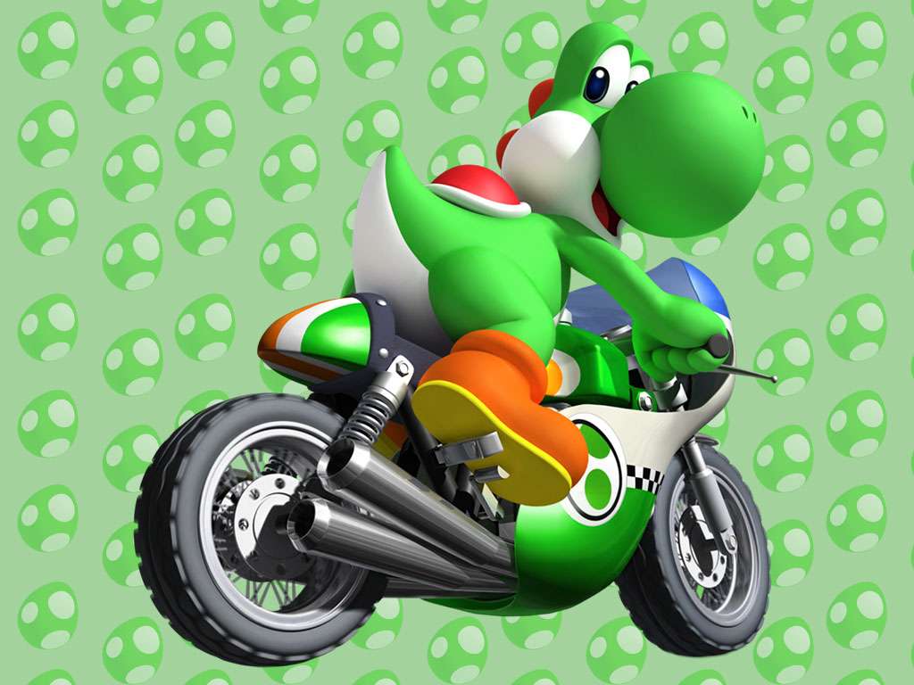 Yoshi på moto. Pussel online