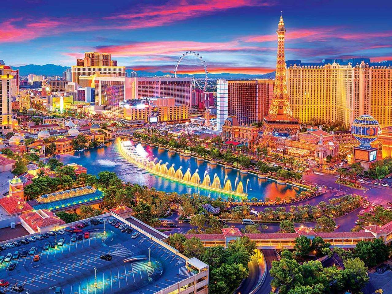 Las Vegas på kvällen Pussel online
