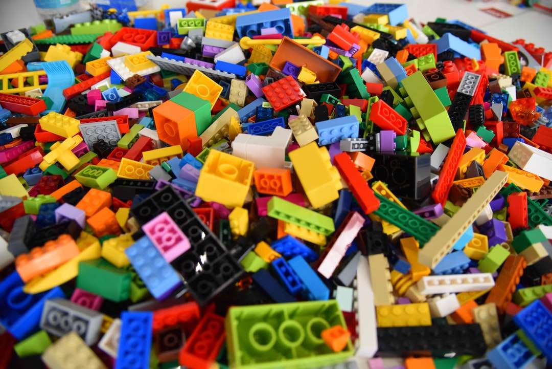 Πράσινο μπλε και κίτρινο μπλοκ Lego online παζλ