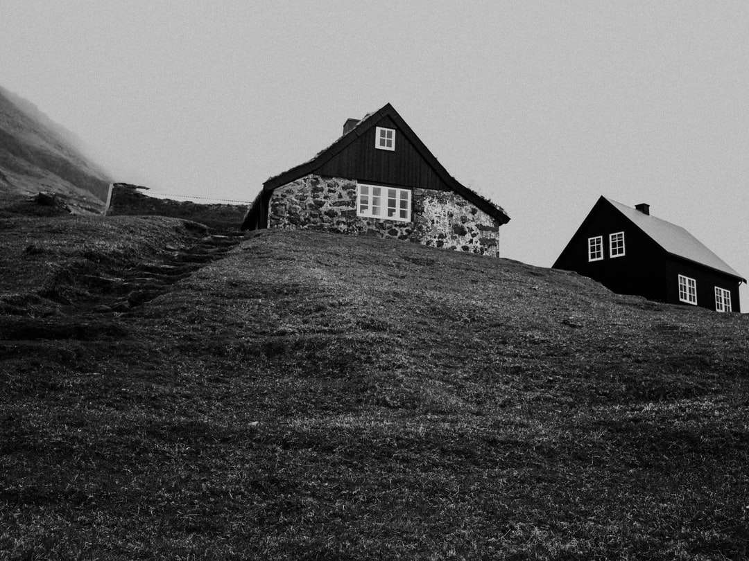 у відтінках сірого фото будинку біля дерев пазл онлайн