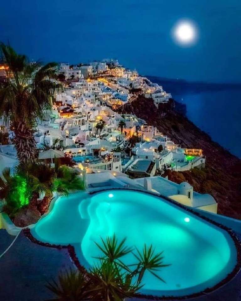 Santorini noaptea. jigsaw puzzle online