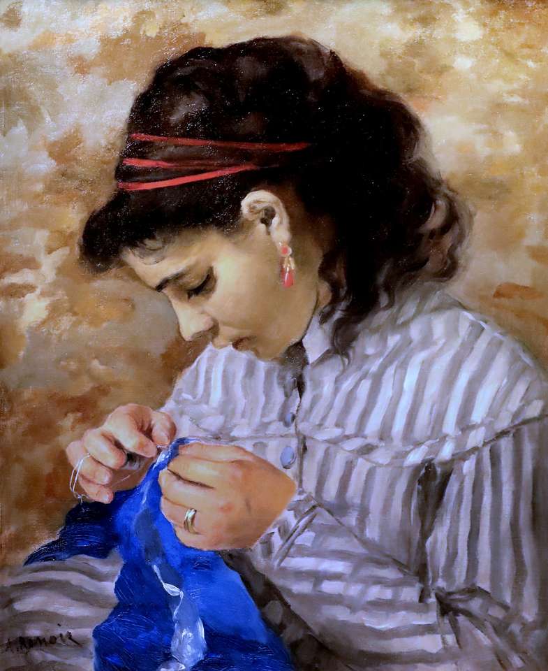 "Lise naaien" Auguste Renoir online puzzel