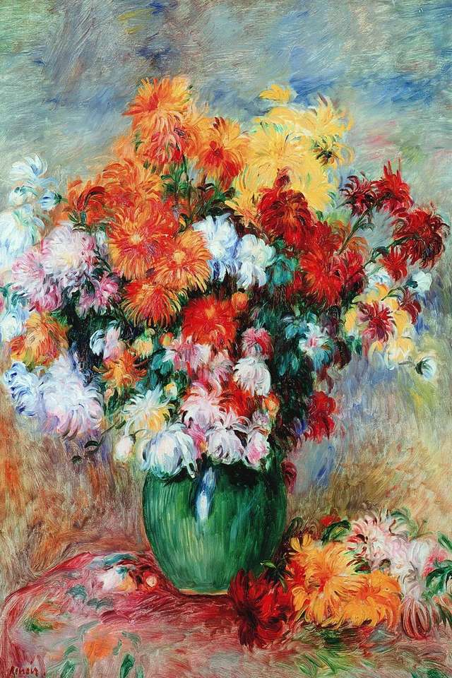 "Blumenstrauß von Chrysanthemen" Auguste Renoir Puzzlespiel online