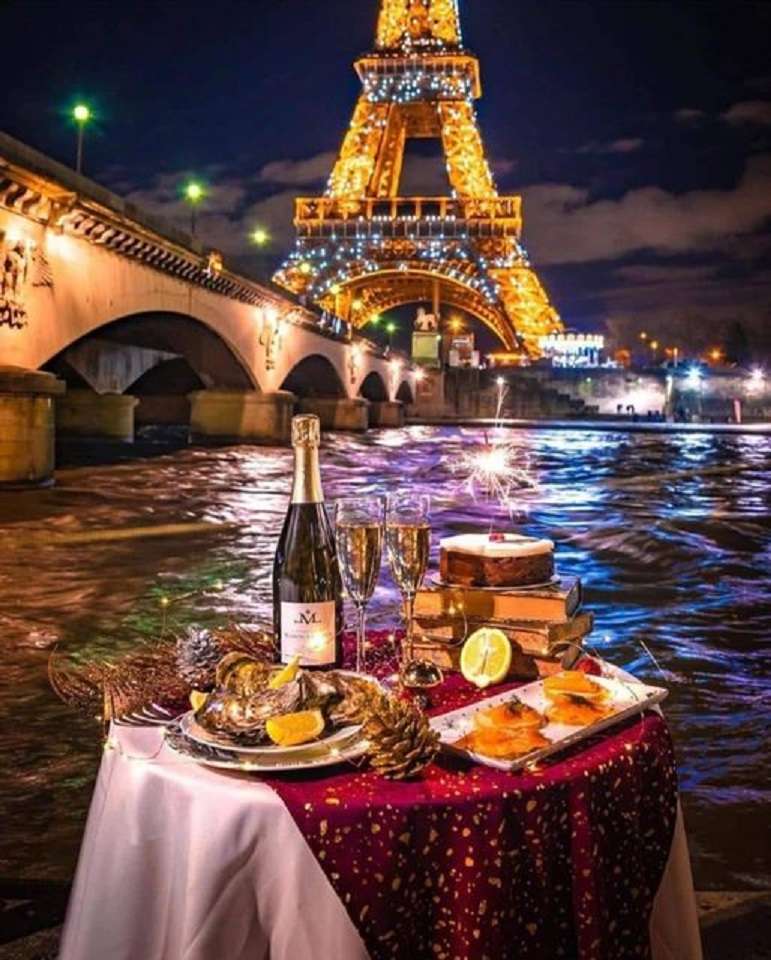 Abendessen in Paris. Online-Puzzle