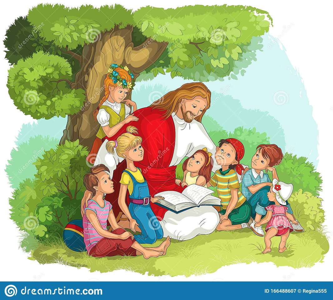 Исус Христос с деца онлайн пъзел