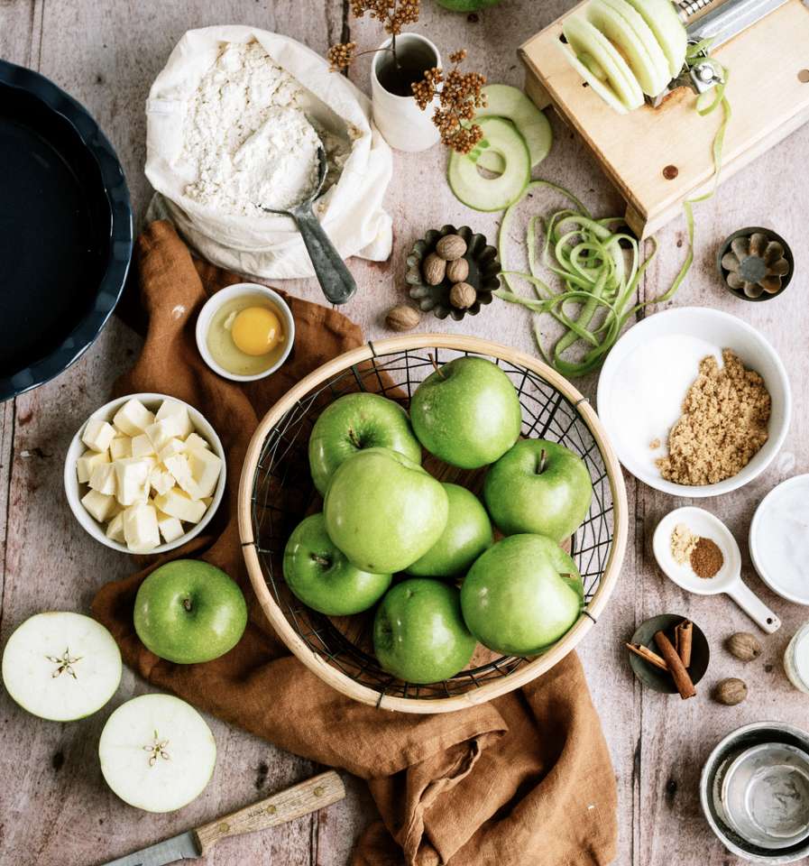 Ingredientes para torta de maçã quebra-cabeças online