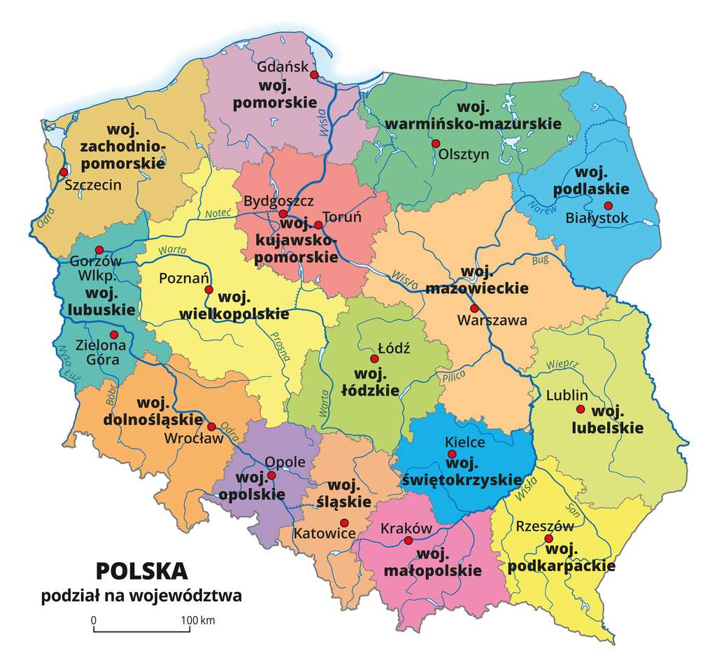 Carte de la Pologne- Province puzzle en ligne