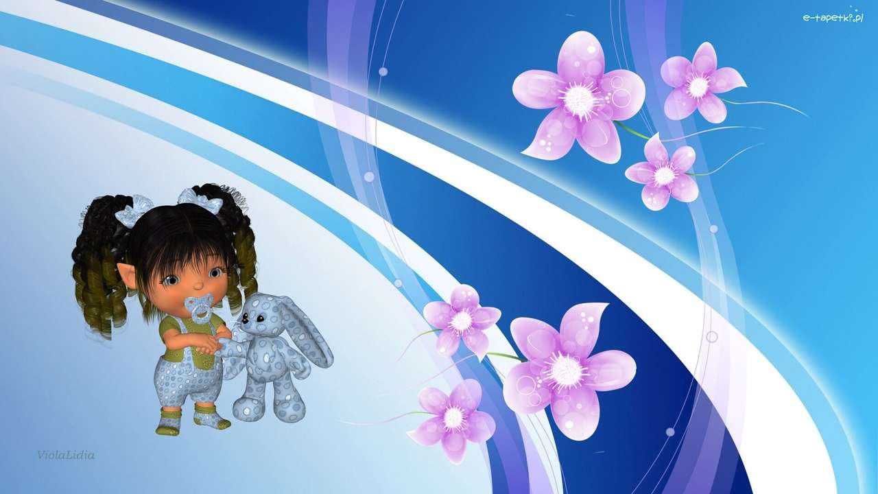 Компьютерная графика - кукла, цветы пазл онлайн