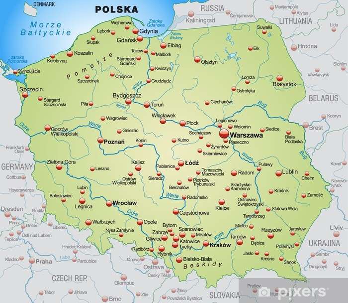 Karte von Polen. Online-Puzzle