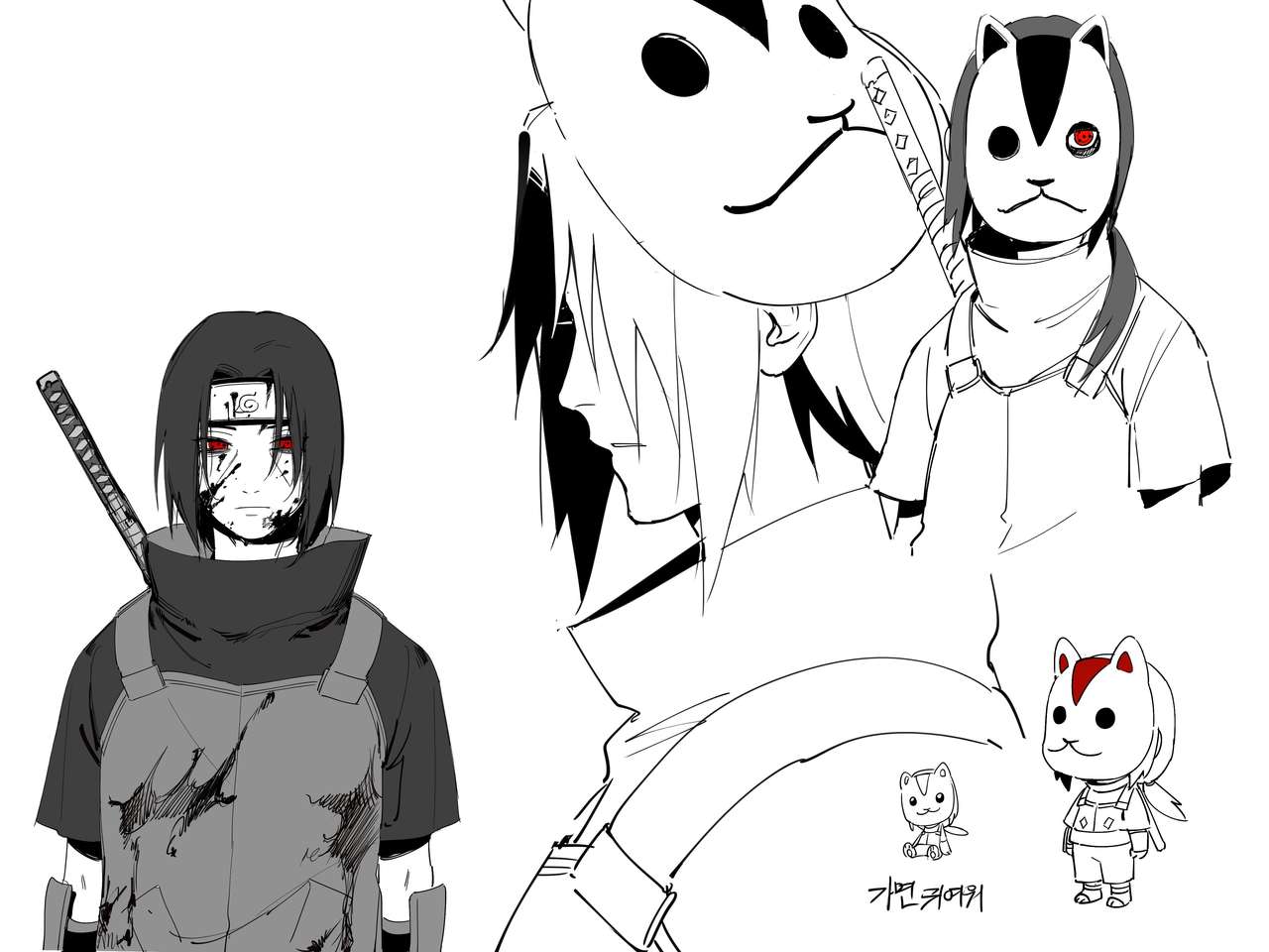 Itachi en mode Anbu puzzle en ligne