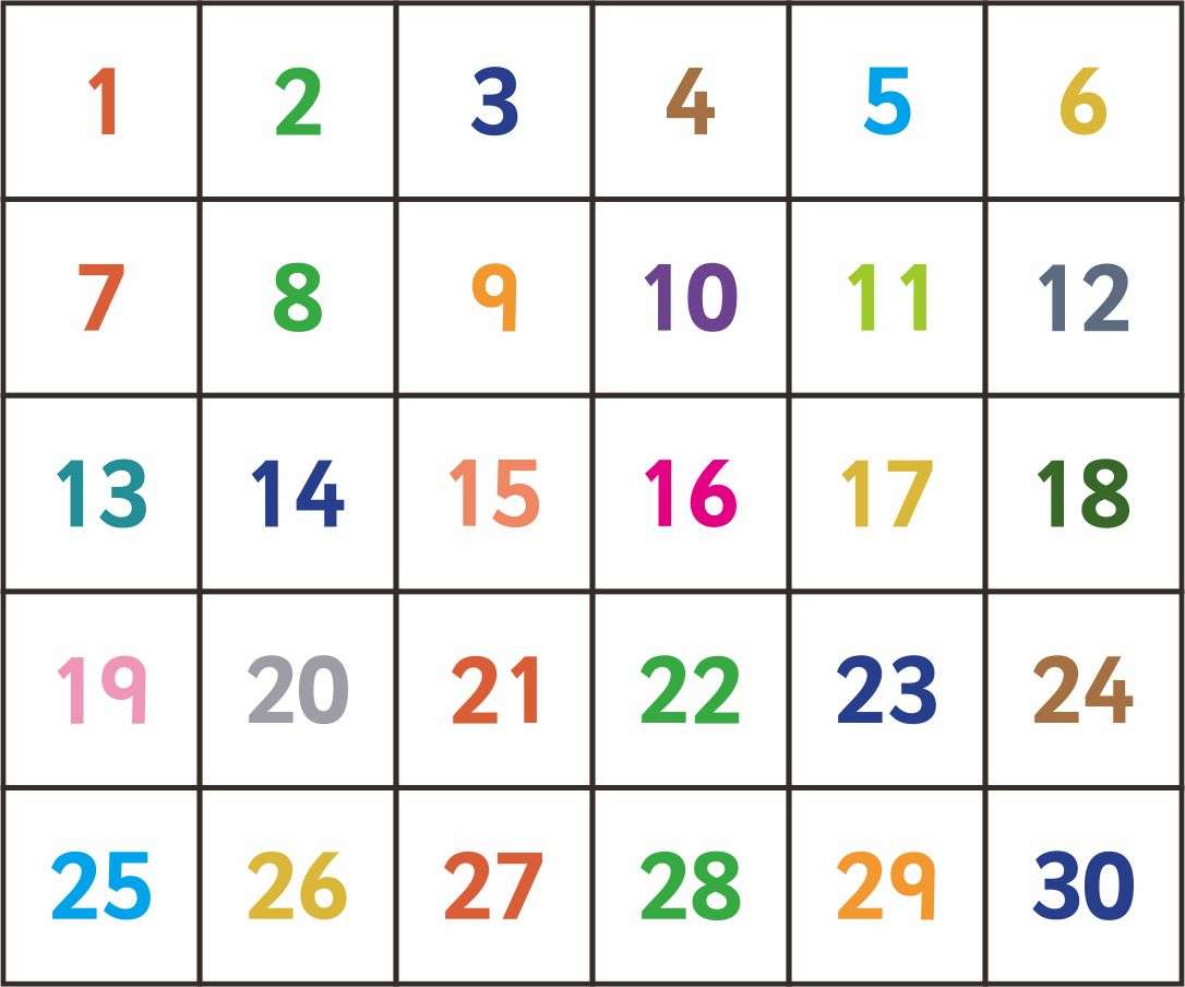 Zahlen 1 bis 30 Puzzlespiel online