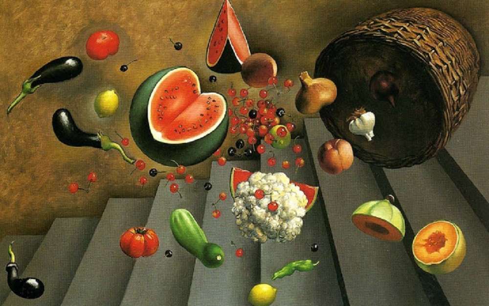 "Val van groente mand" Georges Rohner " online puzzel