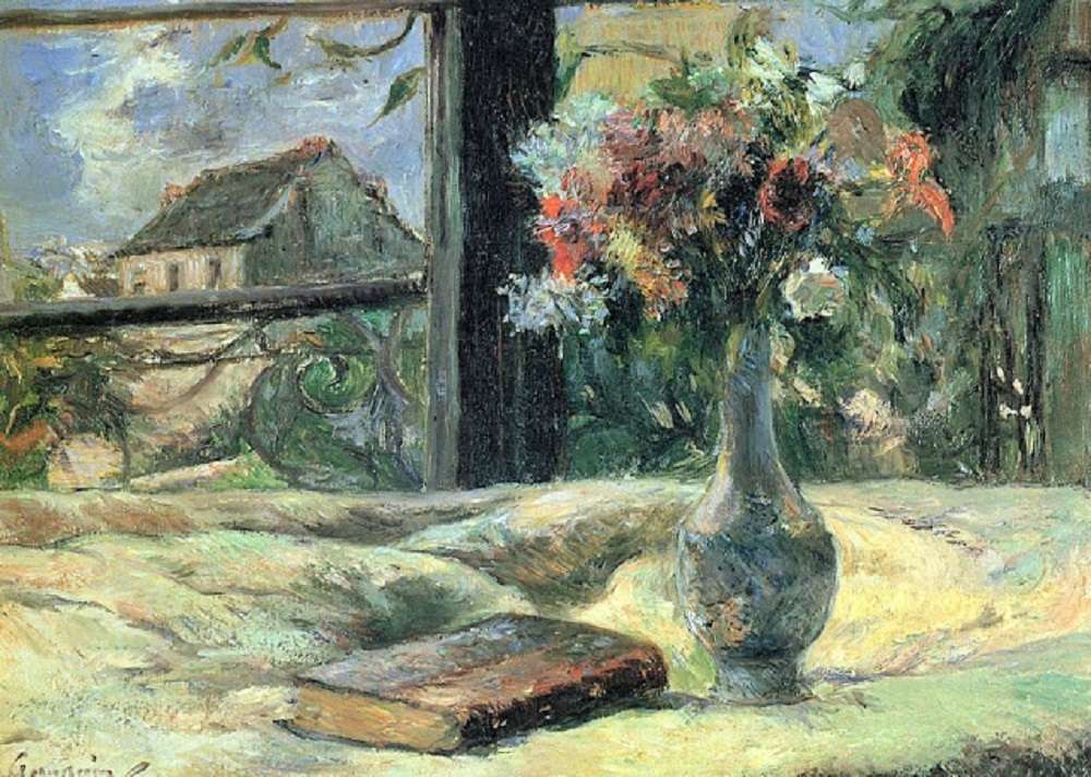 "Vase blommor vid fönstret" de Paul Gauguin pussel på nätet