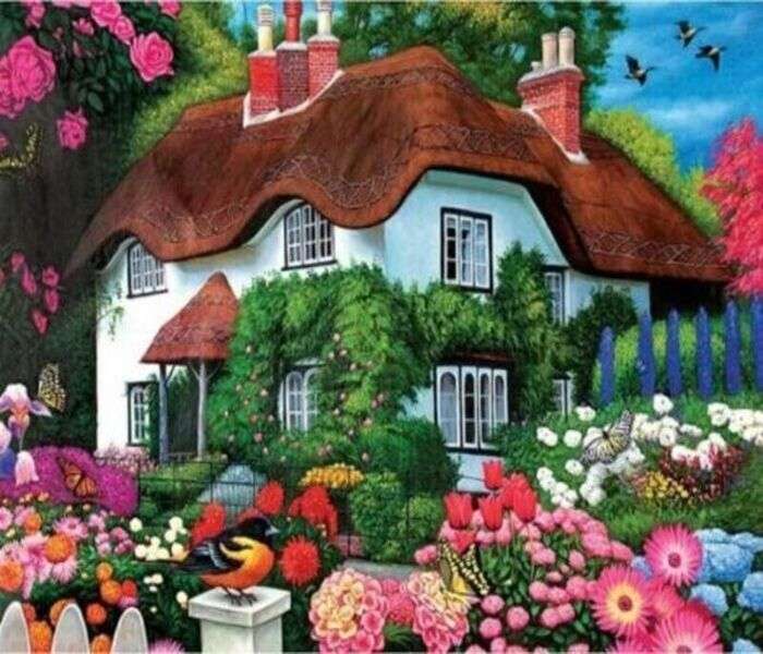 Charmant bloem huisje legpuzzel online