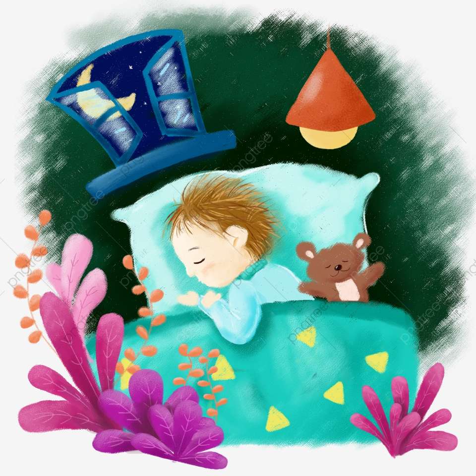 Sleepy Boy met een teddybeer legpuzzel online