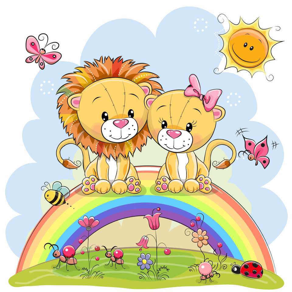 Lions de dessin animé puzzle en ligne