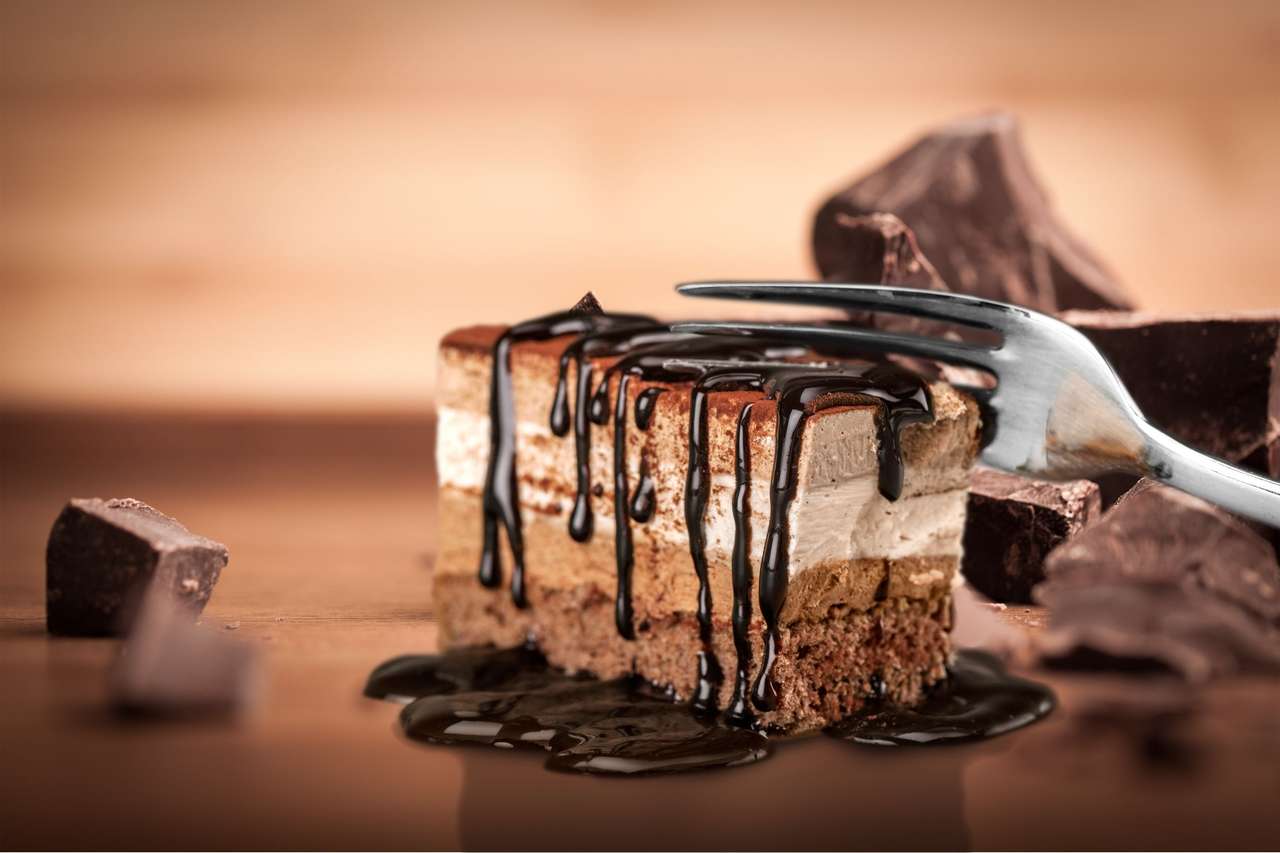 Schokoladenkuchen-Dessert. Online-Puzzle
