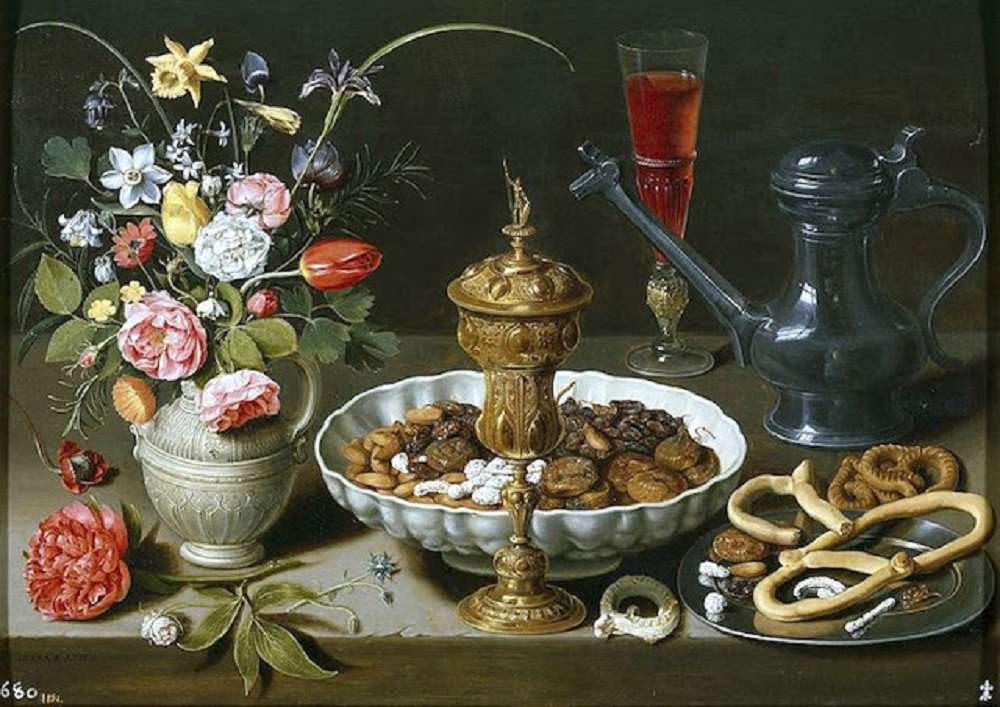 «Натюрморт з волоськими горіхами» Клара Пітерс (1594-1657) онлайн пазл