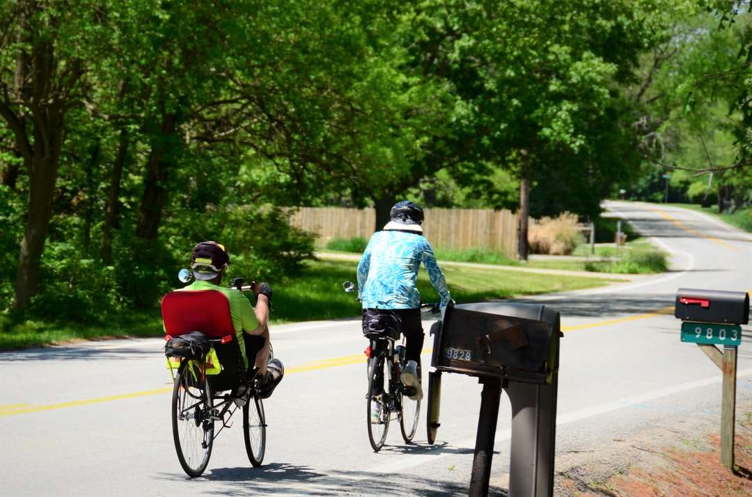 Хората, които карат велосипед по пътя през деня онлайн пъзел