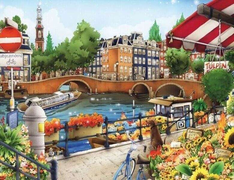 Вид на Амстердам (гравюра) пазл онлайн