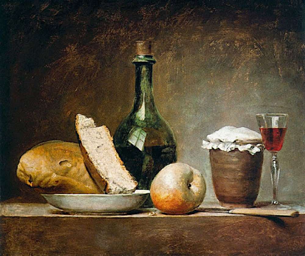 "Bröd och vin" Anne Vallayer-Coster Pussel online