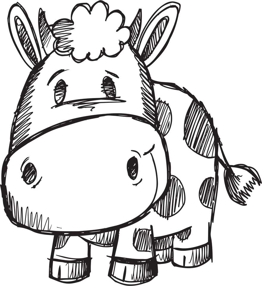 Скица крава онлайн пъзел