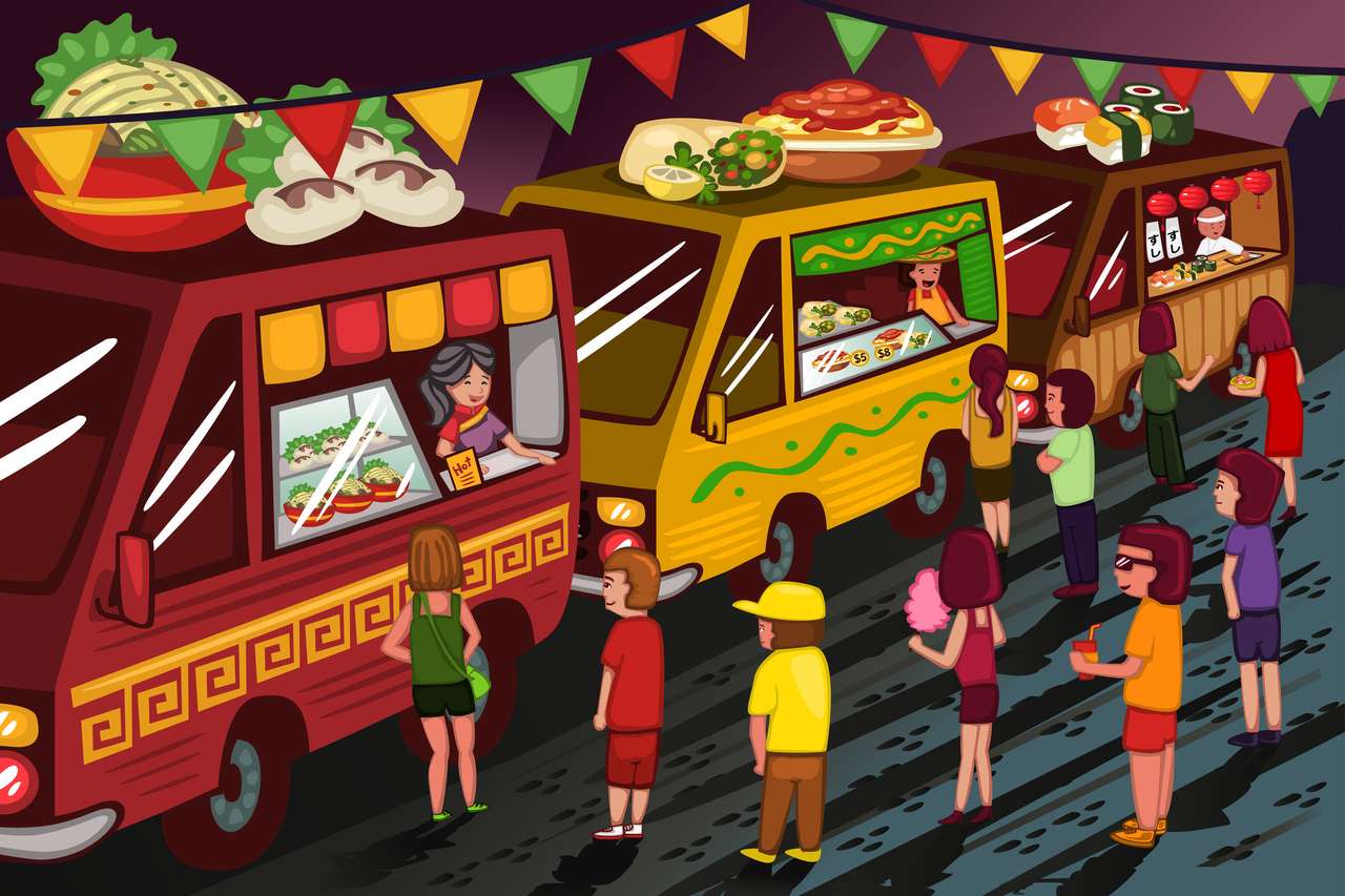 фестиваль грузовиков с едой пазл онлайн