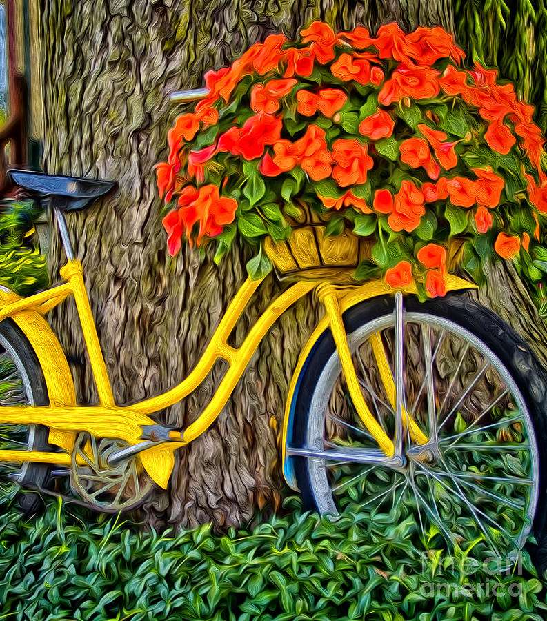 Λουλούδια σε ένα ποδήλατο online παζλ