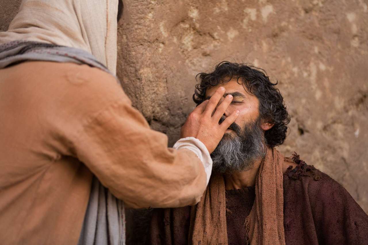 Ο Ιησούς υγιής ένας τυφλός άνθρωπος παζλ online