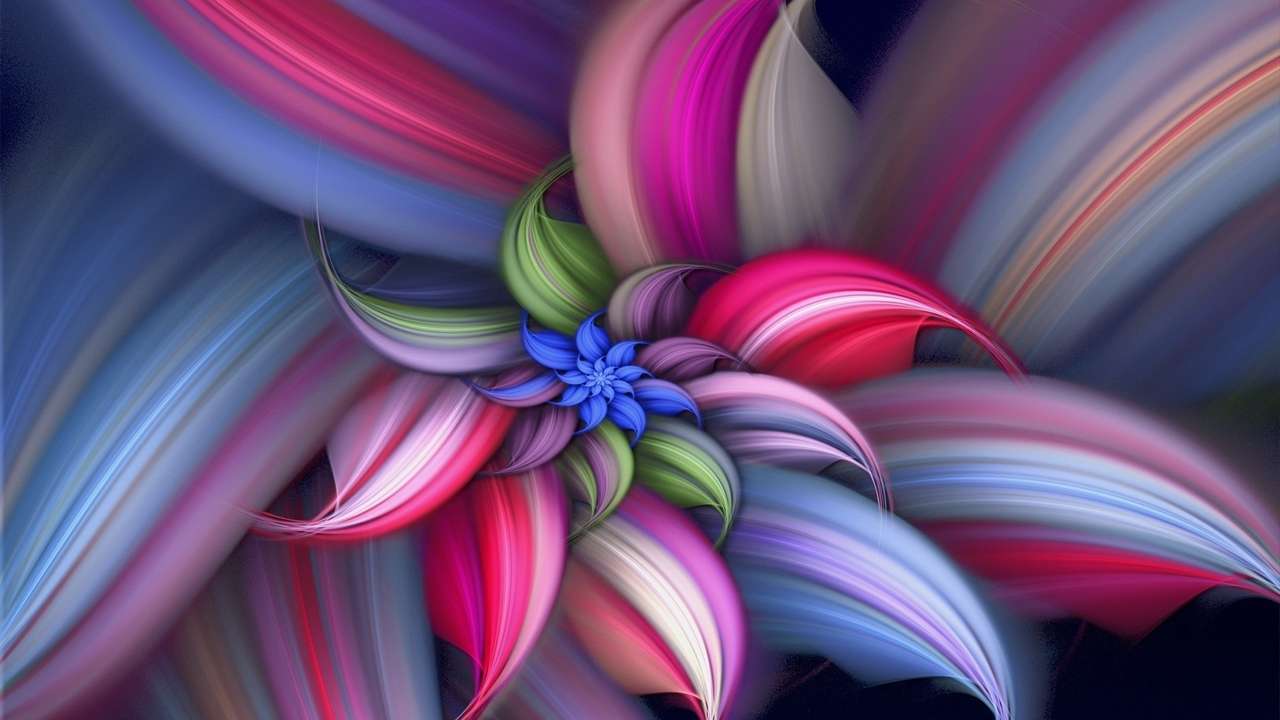 Πολύχρωμα λουλούδια ψηφιακής τέχνης φράκταλ online παζλ