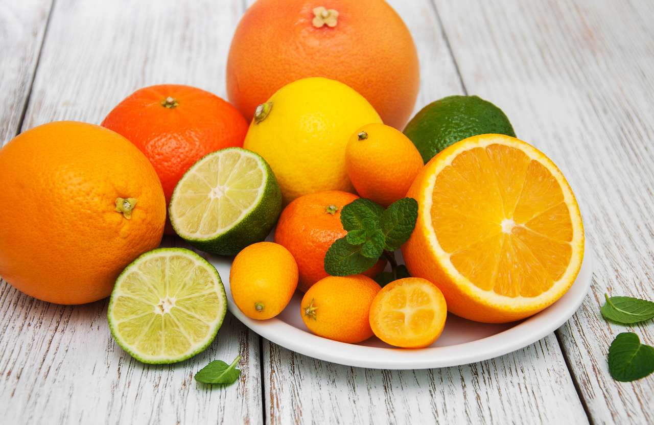 Čerstvé citrusové plody skládačky online