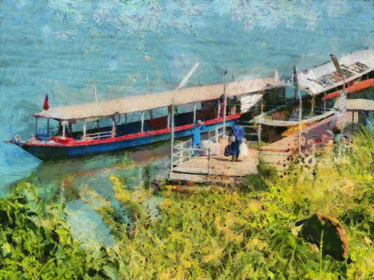 Човни по річці Меконг пазл онлайн