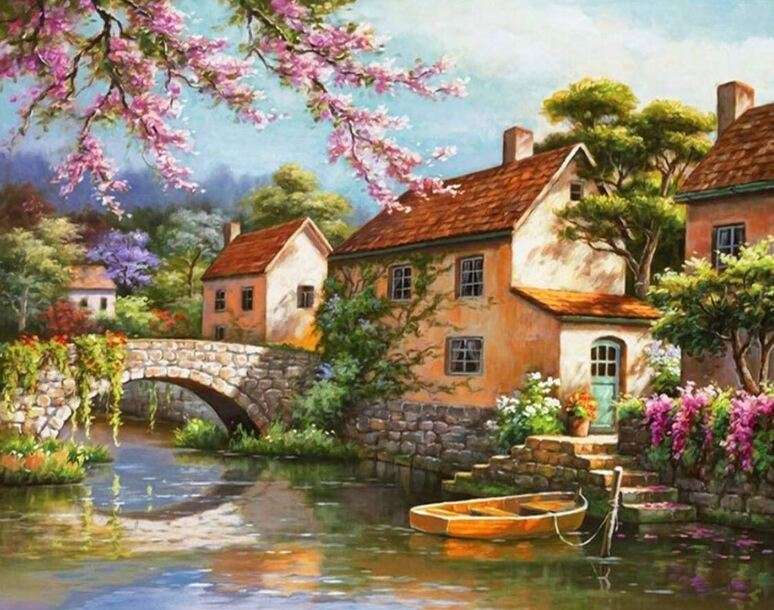Country house near a bridge jigsaw puzzle online