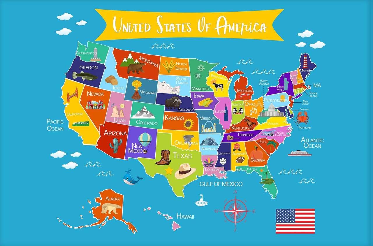 Kaart van de Verenigde Staten van Amerika online puzzel