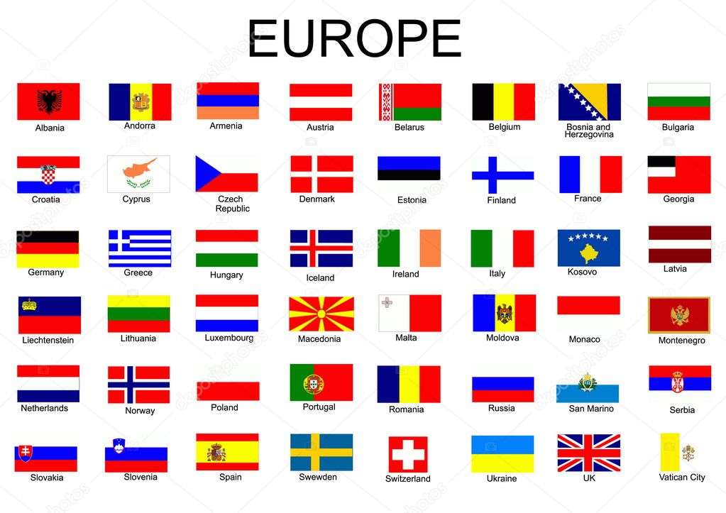 Banderas de los países europeos. rompecabezas en línea