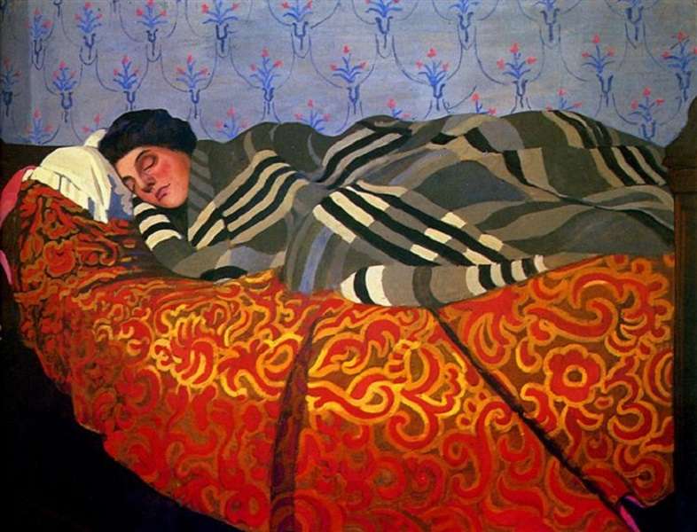"Лежащая женщина, спящая" Феликс Валлоттон 1899 пазл онлайн