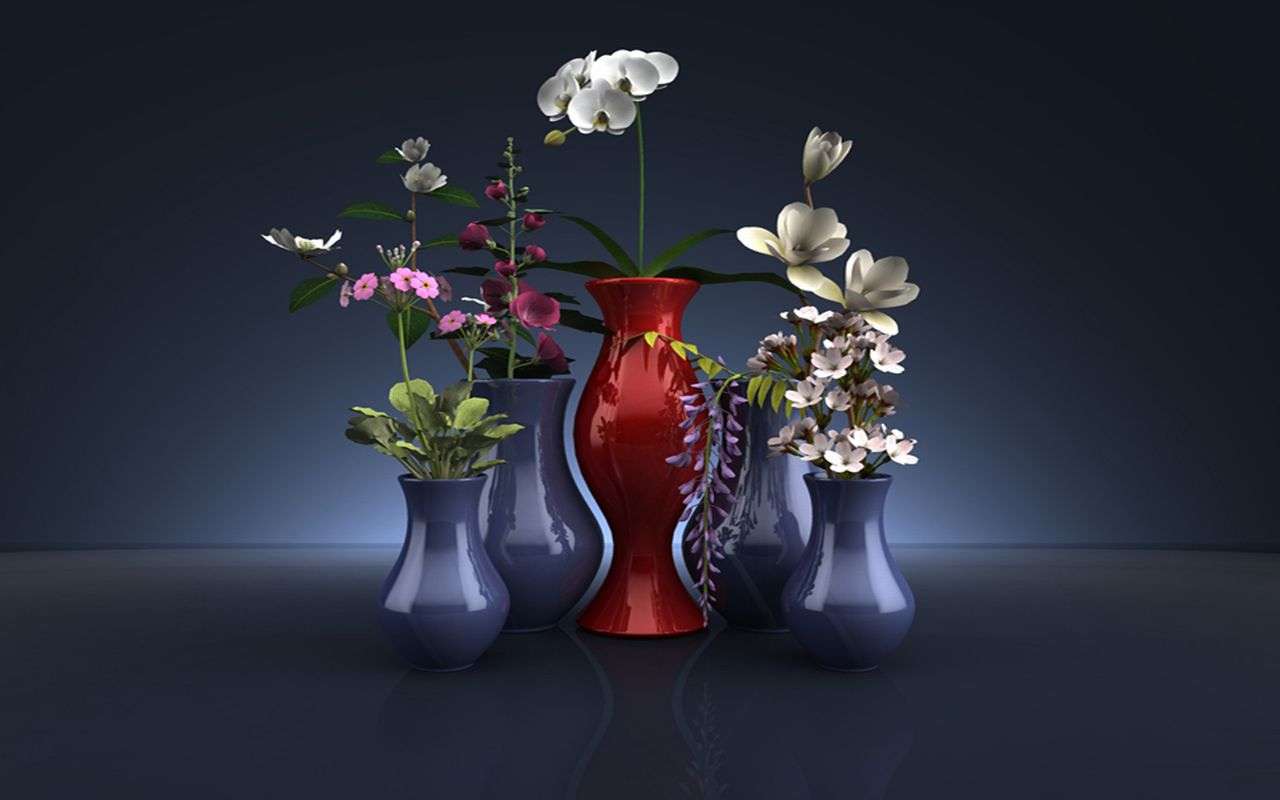 Flores em vasos. quebra-cabeças online