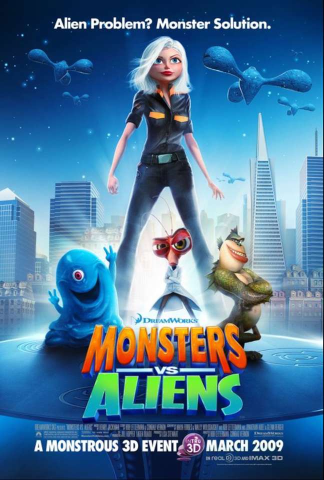 Monsters vs Aliens filmaffisch poster Pussel online